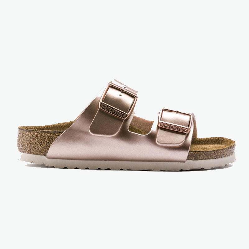 Birkenstock Girl's Electric Metallic Copper Arizona Sandals