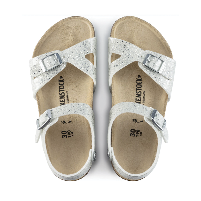 Birkenstock Girl's White Cosmic Sparkle Rio Sandals