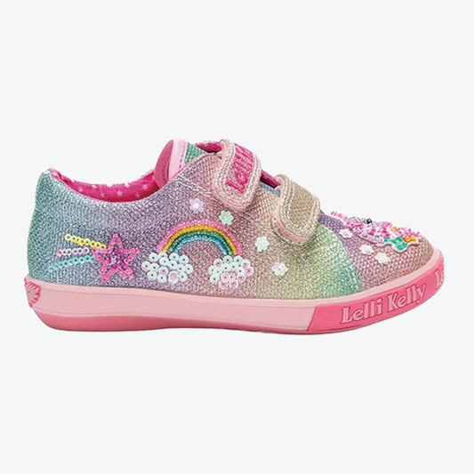 Lelli Kelly Girl's Unicorn Rainbow Multi-Glitter Trainers