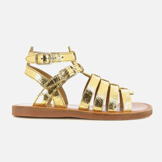 Pom D Api Girl's Gold Plagette Gladiator Sandals