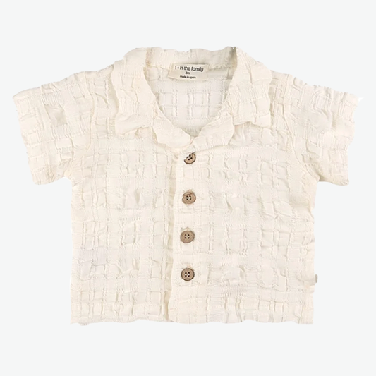 1+In The Family Baby Boy's 'David' Off-White Short Sleeve Shirt