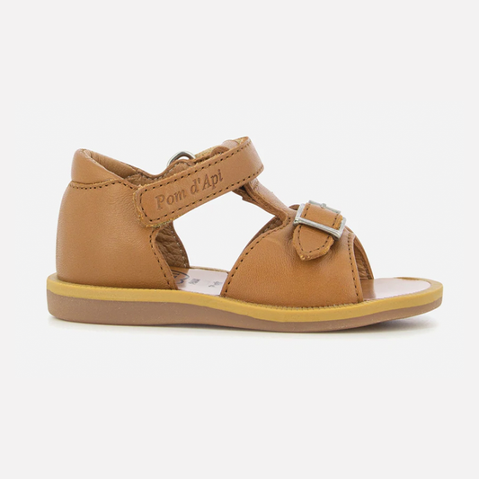 Pom D Boy's Camel Leather Poppy Sandals