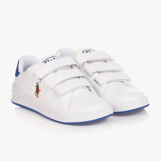 Ralph Lauren Boy's White Velcro Logo Trainers