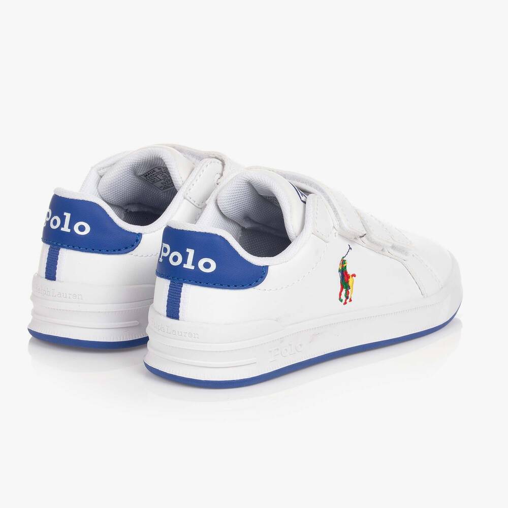 Ralph Lauren Boy's White Velcro Logo Trainers