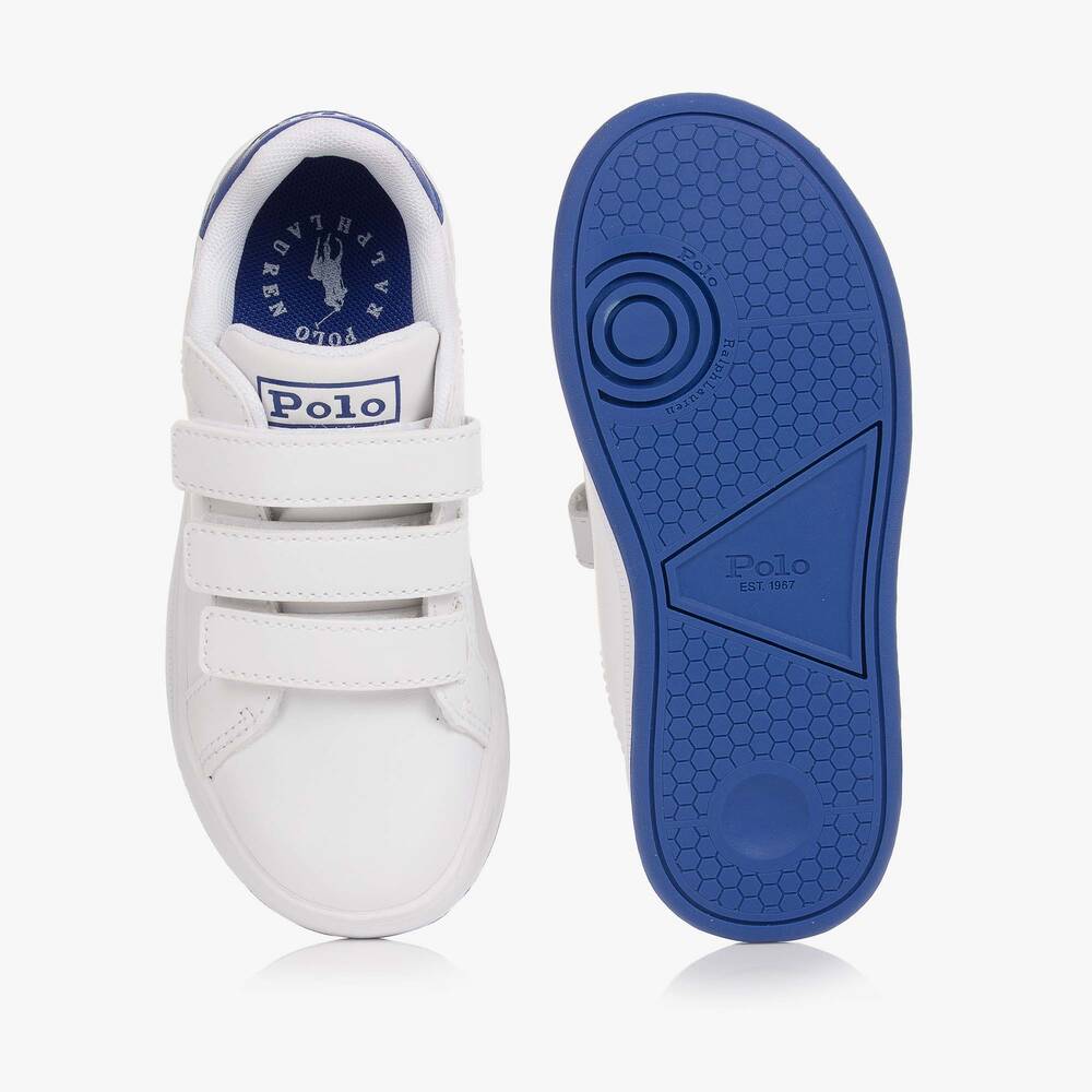 Ralph Lauren Boy's White Velcro Logo Trainers