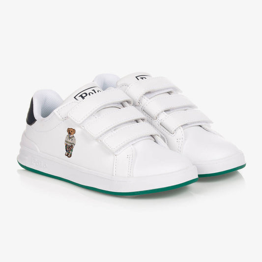 Ralph Lauren Unisex White Velcro Polo Bear Trainers