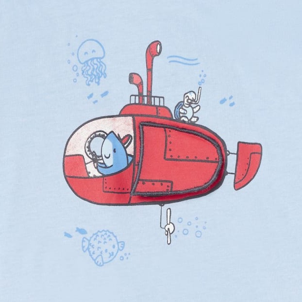 Mayoral Baby Boy's Light Blue Submarine Cotton Interactive T-Shirt