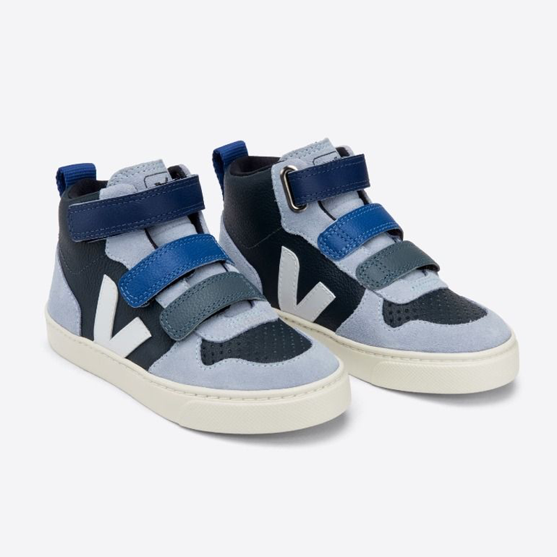 Veja Boy's V-10 Mid Chromefree Leather Multi Nautico Menthol