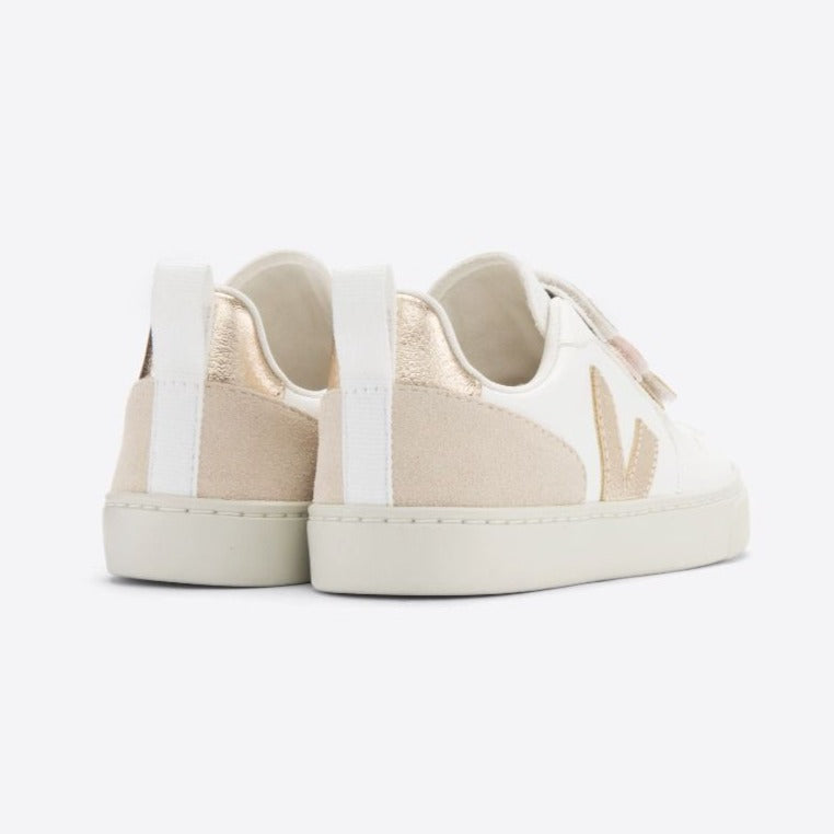 Veja Kid's V-10 Leather Multico White Shiny Trainers