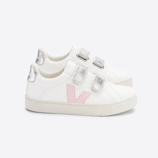 Veja Girl's Esplar Leather White Petale Silver Trainers